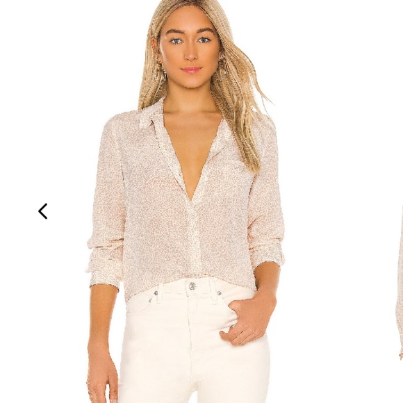 Rails Kate Silk Blouse White Cheetah Size Large - Picture 6 of 6